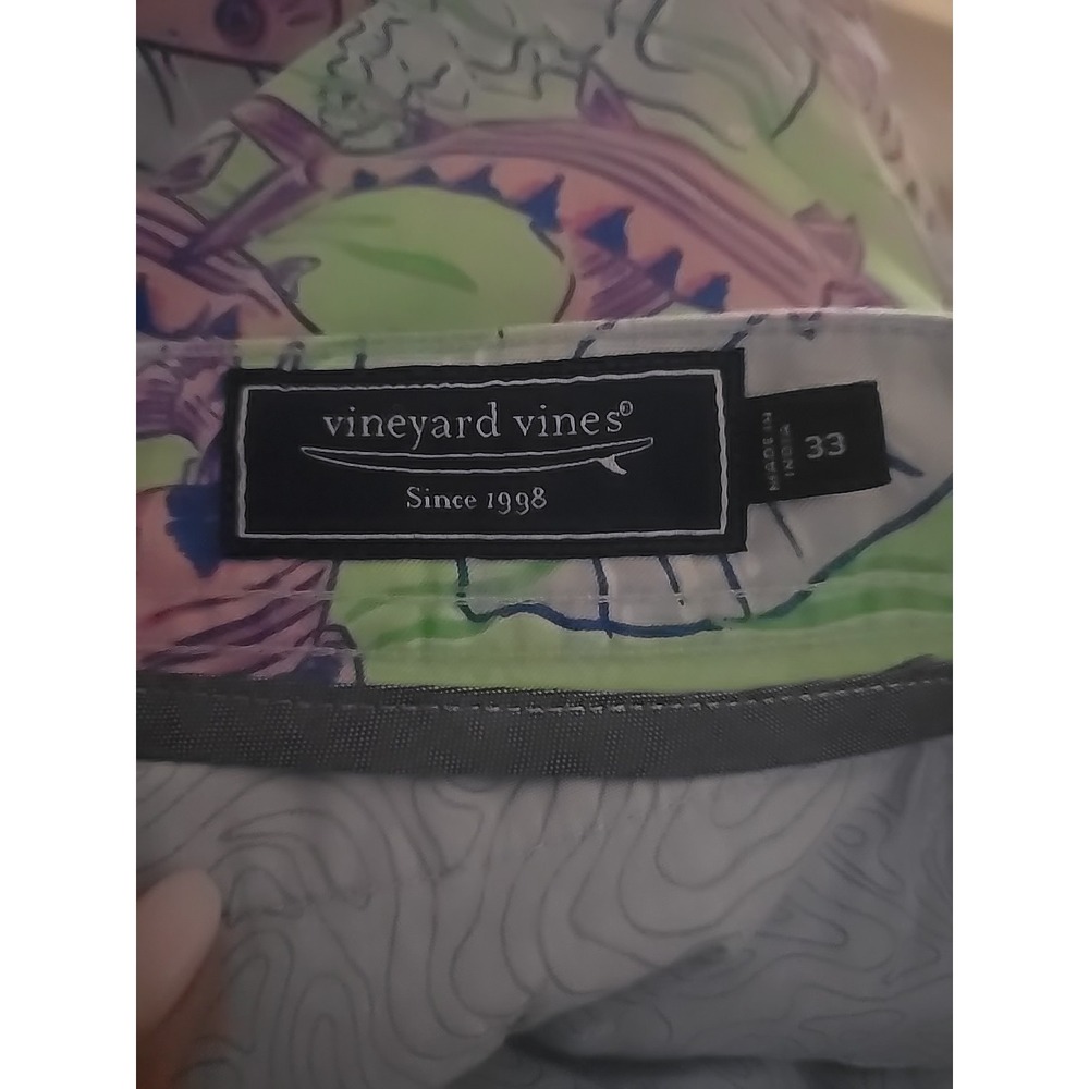 Vineyard Vines Men Island Shorts Bonefish Fish Print Blue SZ 33 Pockets Tropical - Picture 13 of 14